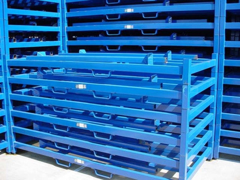Used blue stack racks reconditioned and ready for deployment