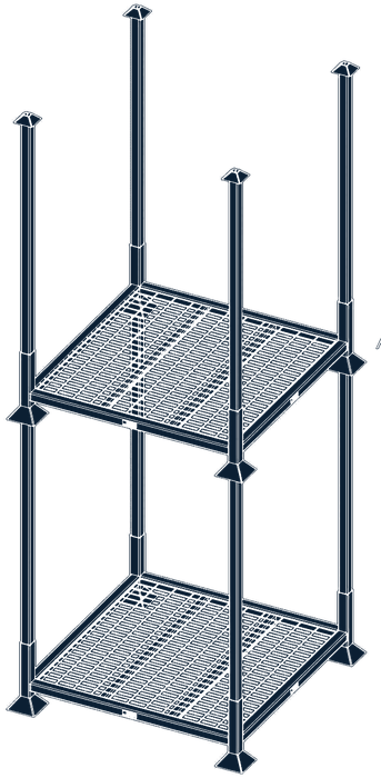 Two stack racks vertically stacked using removable post sockets